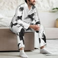 thumbnail image 7 of Sikiie Monochrome Flying Ravens Mens Pajama Set, Soft Warm Long Sleeve Sleepwear, Cozy Button-Down Pjs for Men-Large, 7 of 7