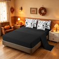 thumbnail image 5 of Homewish Halloween Gothic Skull Queen Bedding, Mushroom Daisy Cat Bedding Comforter Set Queen, Black White, Black Reversible 7-Piece, 5 of 7