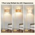 thumbnail image 4 of SparkGlowy Gold Floor Lamp with 3 Color Temperatures, Farmhouse Tall Lamp for Living Room, Boho Standing Lamp with Rattan & Fabric Shades, 4 of 9