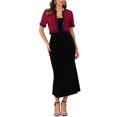 thumbnail image 2 of INSPIRE CHIC Women's Cropped Bolero Sequined Trim Short Sleeves Open Front Shrugs XL Burgundy, 2 of 6