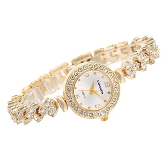 Golden Crystal Bracelet Watch for Women Golden Dial Quartz  display picture 3