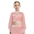 thumbnail image 3 of Doomiva Ballet Dance Crop Top for Girls Sparkly Gymnastics Shirt Cutout Back Lyrical Dance Tops Pink 16, 3 of 5