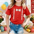 thumbnail image 2 of Toddler Girls Short Sleeve T-Shirts Crewneck Tops Easter Graphic Print T Shirt Top Size 2-3T , Red, 2 of 4