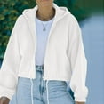 thumbnail image 6 of Miluxas Plus Size Fashion Women Crop Top Sweatshirt Fleece Zipper Long Sleeve Cropped Hoodie Solid Sweater Blouse Coat White 4(S), 6 of 9