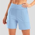 thumbnail image 6 of vigerkar High-Waisted Athletic Shorts for Women - 6" Inseam with Pockets, Soft Fabric for Running, Walking & Yoga (Sky Blue, XXL), 6 of 7
