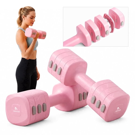 AbahubFit Adjustable Dumbbells Set for Women, Click-Lock Design with 12 Weight Plates, 4-in-1 Multiple Weight Options, Compact Home Gym Equipment