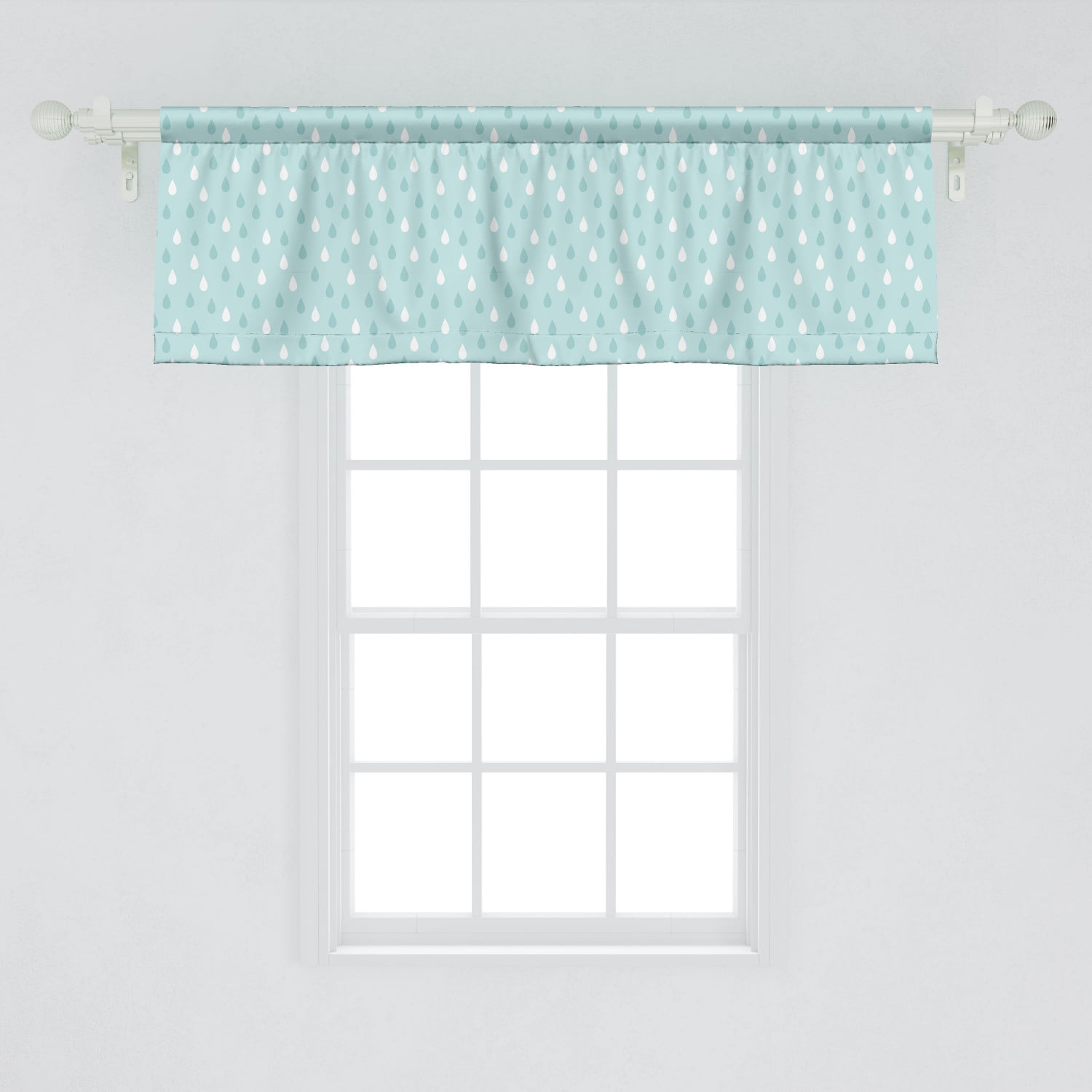 Ambesonne Pale Blue Window Valance, How To Hang Curtains With A Separate Valance
