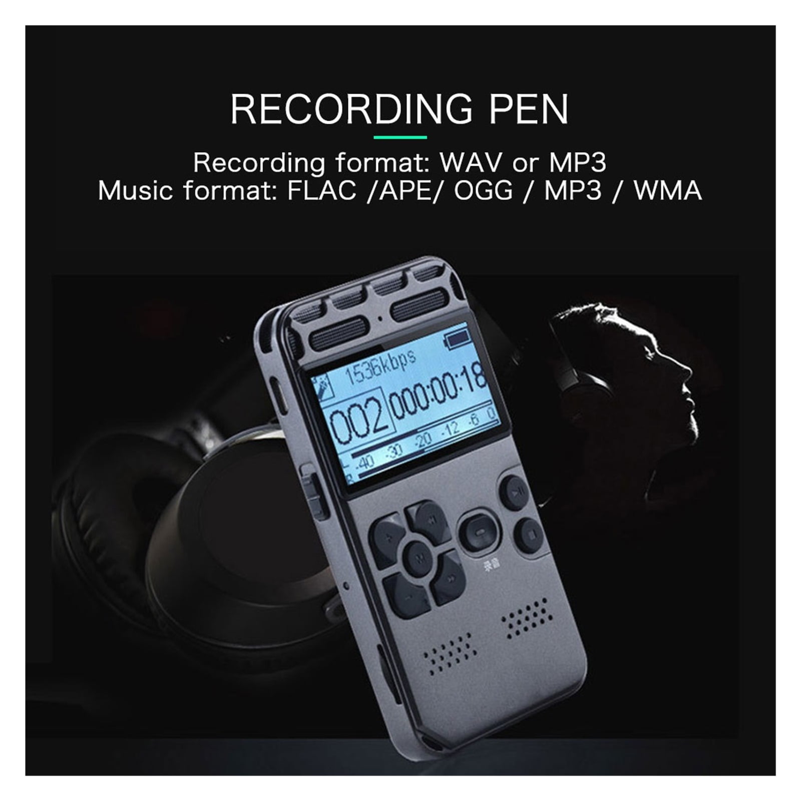 Digital Voice Recorder Recording Dictaphone MP3 LED Display Voice Activated Support Expansion