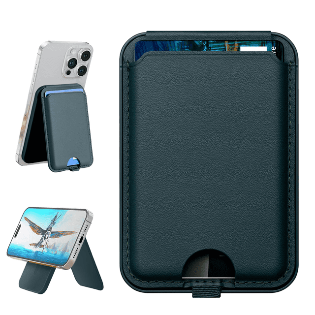 Cartera con tarjetero magnético para iPhone - Cartera de cuero con imán compatible con el soporte de billetera MagSafe para la parte posterior de los teléfonos Apple de la serie 15/14/13
