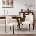 thumbnail image 4 of GNIXUU Modern Wooden Dining Chairs Set of 2, Fabric Upholstered Chair with Curved Back, Farmhouse Kitchen Chairs with Adjustable Foot Pads for Kitchen ,Living Room, Dining Room, Office,Beige, 4 of 7