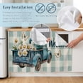thumbnail image 5 of Blue Truck Spring Floral Cabinet Curtain 35"Wx35"L,Dustproof Under Sink Skirt W/ Self Adhesive Tape,Teal Plaid Butterflies Vintage Cabinet Curtain Cover for Kitchen Sink,Bathroom Vanity,Laundry Room, 5 of 9