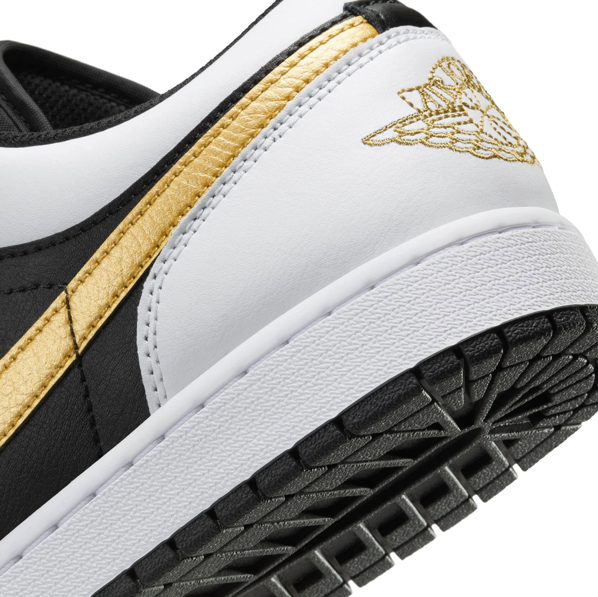 Men's Jordan 1 Low White/Metallic Gold-Black (553558 172) - 9