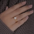 thumbnail image 5 of 14K Yellow Gold Finish Silver Round Cut Diamond Wedding Bridal Ring Set, 5 of 6
