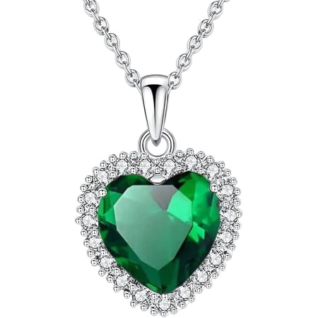 Natural Green Emerald Heart Pendant Necklace | 925 Sterling Silver Jewelry for Women | May Birthstone Gift