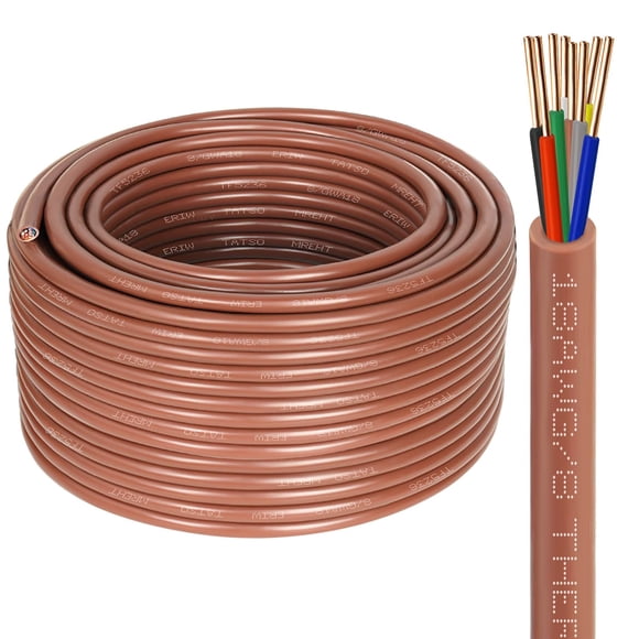 Thermostat Wire 18/8 Gauge 8 Conductor - 100ft, Multi-Conductor Bare Copper Cable, Durable PVC Jacket, Low-Resistance Wiring for HVAC Systems, Thermostats, and Low Voltage Applications