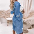 thumbnail image 3 of Robe Maxi Basique pour Femmes, Ample, en Dentelle Rem, Robe Décontractée à Manches Mi-Longues, Tenue de Vacances, 3 of 8