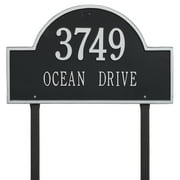 Whitehall Products 1102BS Estate Lawn Two Line Arch Marker Address Plaque, Black & Silver