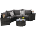 thumbnail image 4 of 7-Piece Outdoor Patio Furniture Half-Moon Sectional Round Patio Furniture Set Sofa with Tempered Glass Round Coffee Table (Dark Grey), 4 of 9