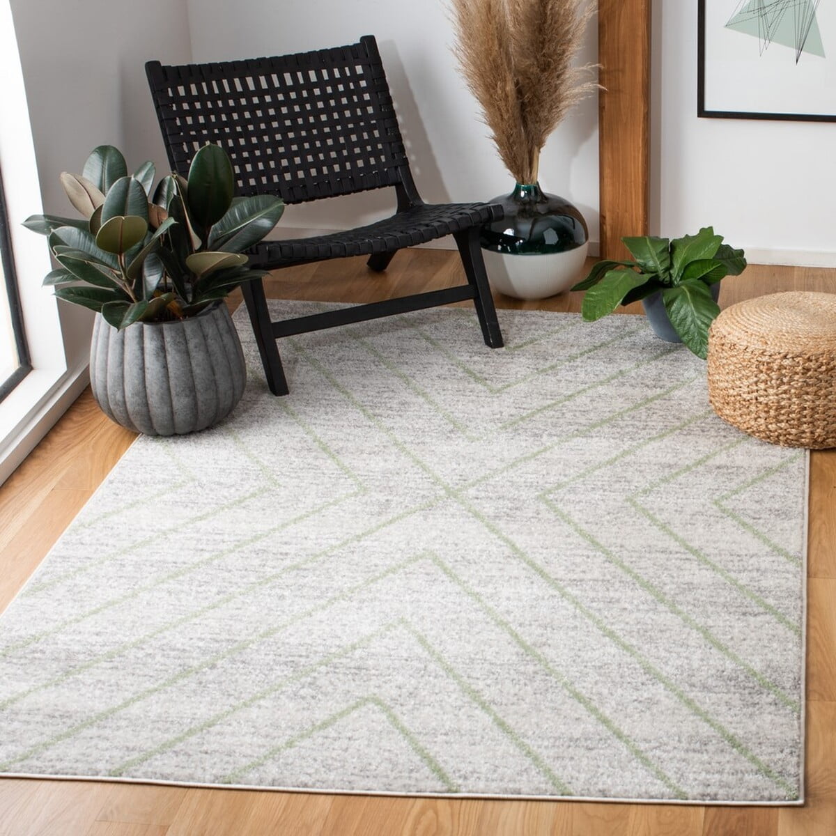 SAFAVIEH Adirondack Evonne Geometric Area Rug, Grey/Green, 5'1" x 7'6"