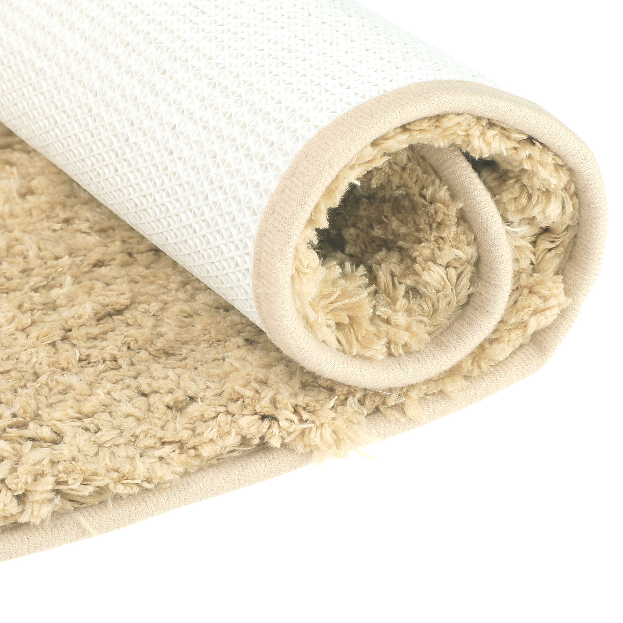 Unique Bargains Non-Slip Thick Microfiber Soft Plush Bathroom Mat Quick Dry Bath Rug Khaki 16"x24"