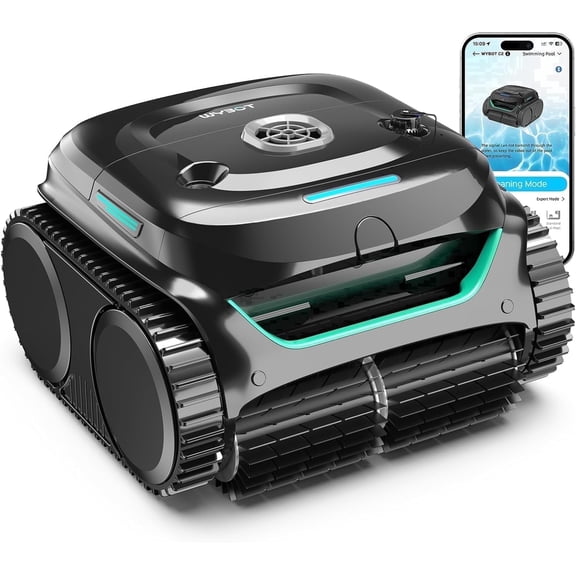 WYBOT C2 Cordless Robotic Pool Cleaner, Wall Climbing, Waterline Cleaning, App Control, Smart Navigation, Dual Filtration, Pool Vacuum for Inground & Above Ground Pools, Black & Green