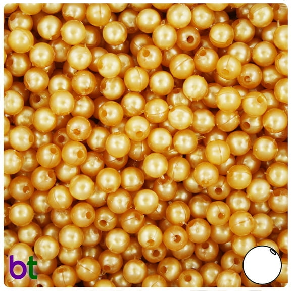 BeadTin Gold Pearl 6mm Round Plastic Beads (500pcs)