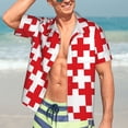 thumbnail image 7 of Pofeuu Red Cross 1 Print Hawaiian Shirt for Men Sleeves Casual Button Down Summer Beach Dress Shirts T-Shirts,X-Large, 7 of 7