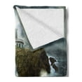 thumbnail image 2 of Lighthouse Soft Flannel Fleece Throw Blanket, Island Rocks Stormy Sea Crashing Waves Full Moon Beams, Cozy Plush for Indoor and Outdoor Use, 50" x 70", Grey White Brown, by Ambesonne, 2 of 5