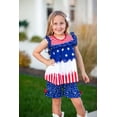 thumbnail image 4 of Millie Loves Lily Girls Red, White & Blue American Flag Patriotic  Stars & Stripes Top & Short Set, Big Girls Size 8, 2-PCS, 4 of 6