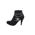 thumbnail image 6 of Women Silver Metal Chain Boot Bracelet Shoe Skeleton Skull Charm, 6 of 10