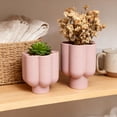 thumbnail image 4 of Set of 2, Matte Lilac 6.5"D & 5.25"D Ceramic Flower Planters, 4 of 5