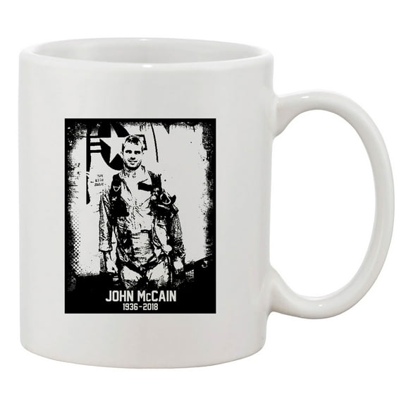 John McCain Senator USA Flag RIP 1936-2018 Hero Black DT Coffee 11 Oz White Mug