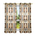 thumbnail image 6 of Yayeee Window Curtains Light Filtering 63"x52" Grommet Panel Pair Home Living Room Decor, Beige Geometric, 6 of 7