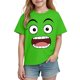 thumbnail image 5 of Tops de Manga Corta Lindo con Impresión de Expresión para Niños Niños Niñas, Suelta Cómoda Camiseta de Color Sólido, 5 of 8