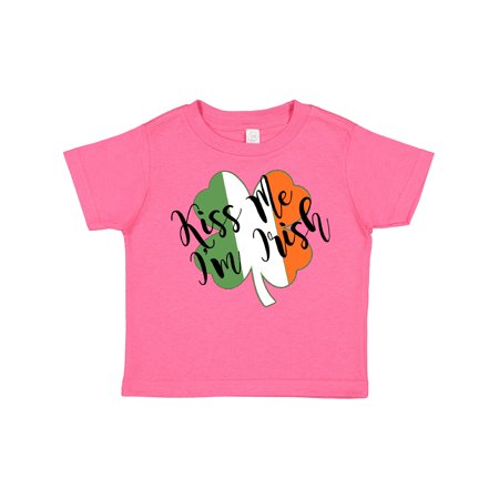 

Inktastic Kiss Me I m Irish Clover and Irish Flag Gift Toddler Boy or Toddler Girl T-Shirt