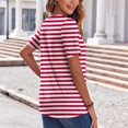 thumbnail image 3 of Plebaso T-Shirts à Rayures Col en V pour Femmes Manches Courtes Été Décontracté Blouses Amples pour Femmes, 3 of 7