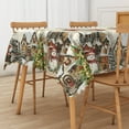 thumbnail image 6 of Nanqianyi Winter Christmas Village 60'' x 84'' Rectangular Tablecloth, Snowman Wreaths Xams Decor for Kitchen Dinner, 6 of 9