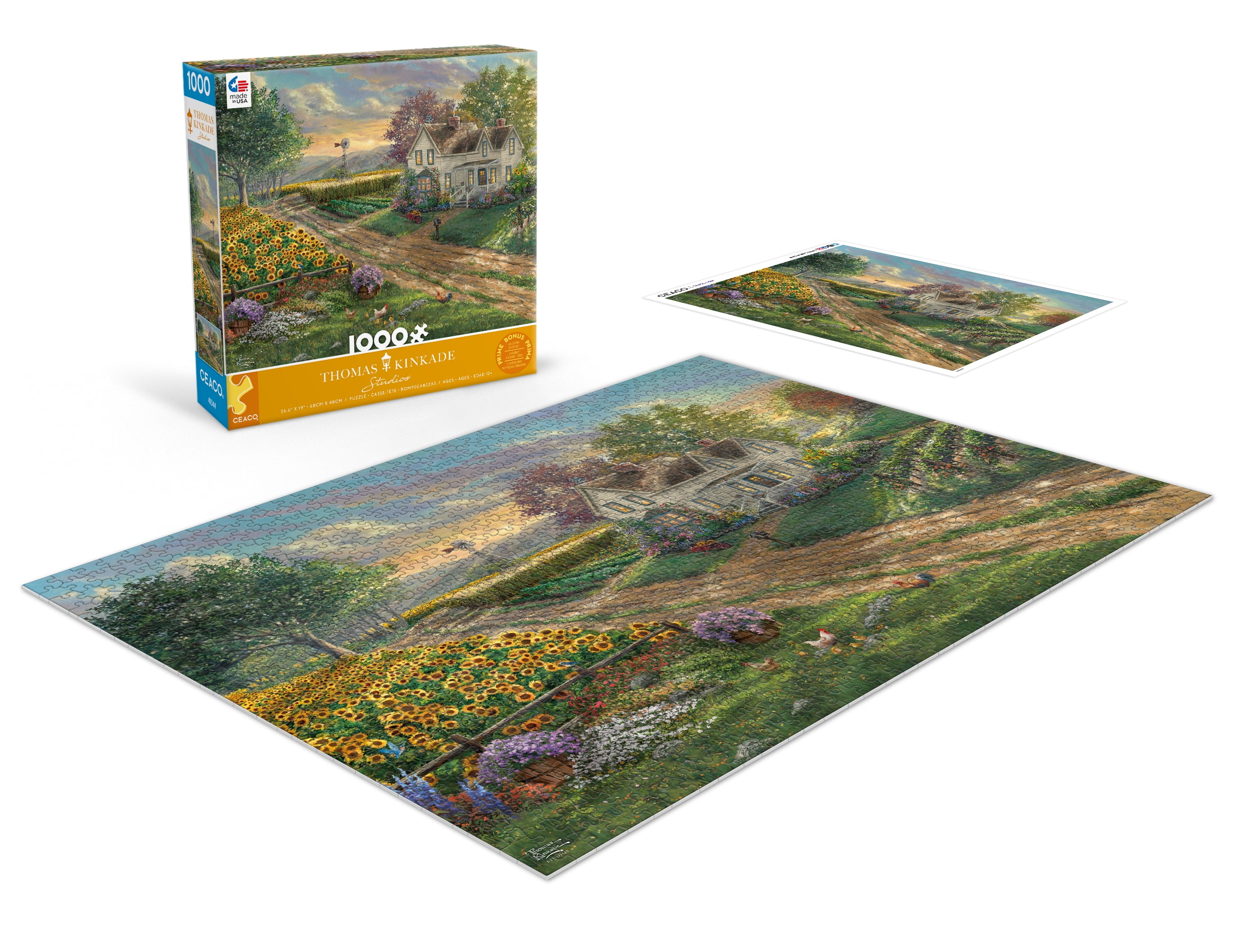 Ceaco - Thomas Kinkade - Sunflower Fields - 1000 Piece Interlocking Jigsaw Puzzle