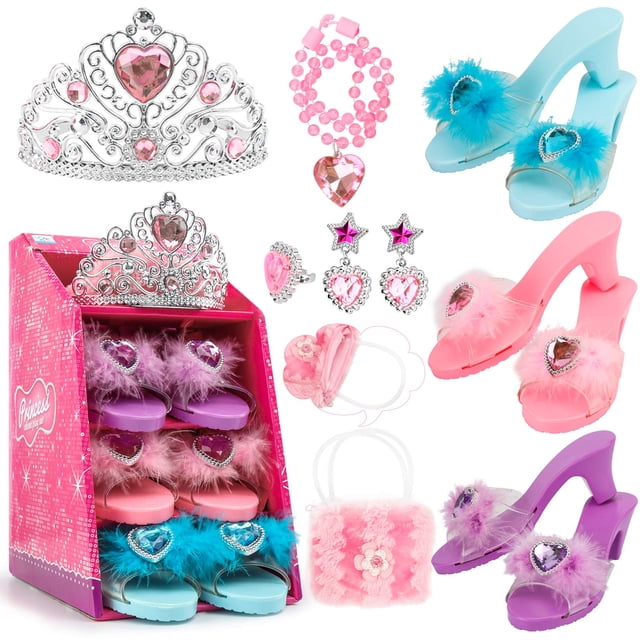 Zapatos de vestir de princesa, set de juego de simulación Jaolex con joyas