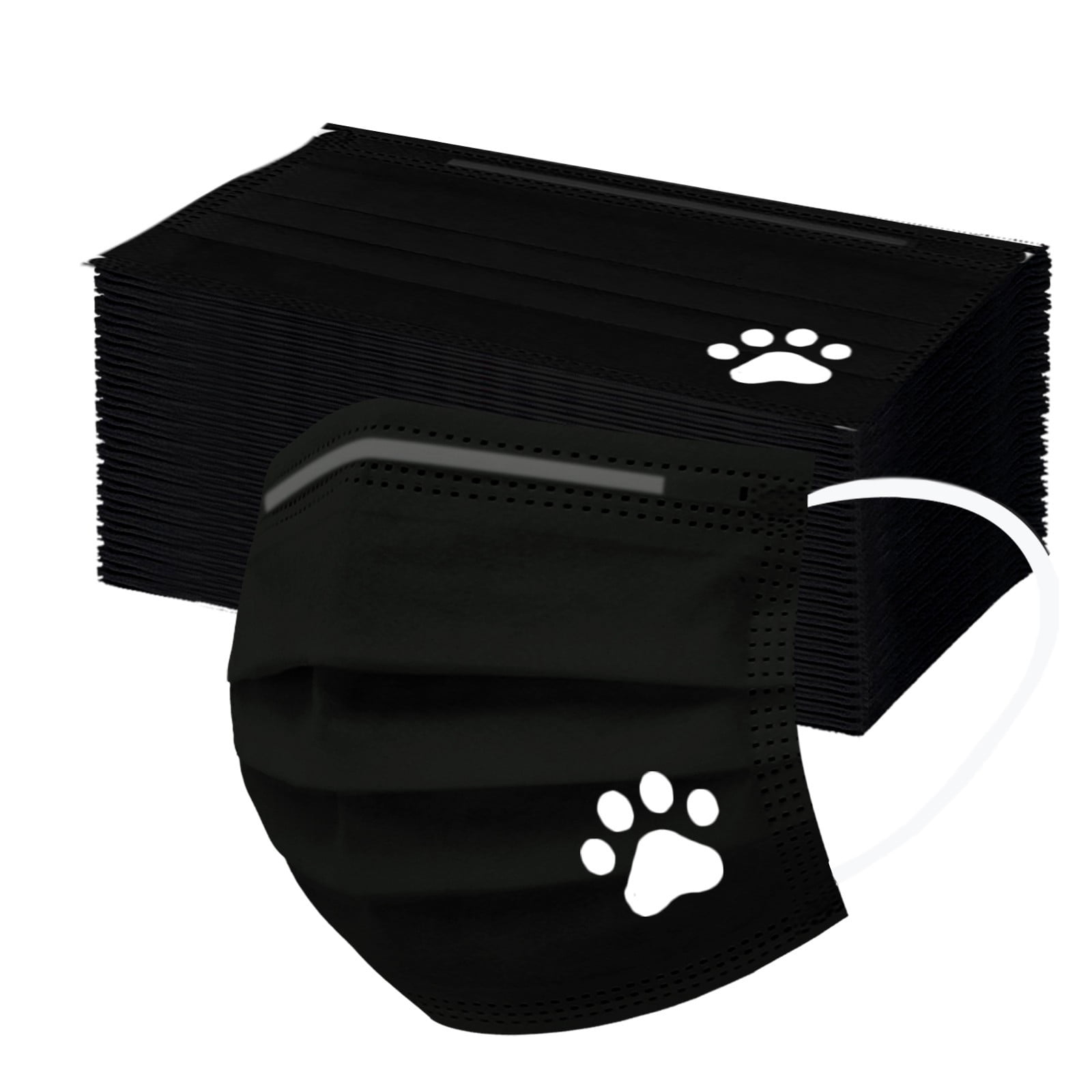 50Pcs Black Disposable Face Cover Mask with Designs for Women Men