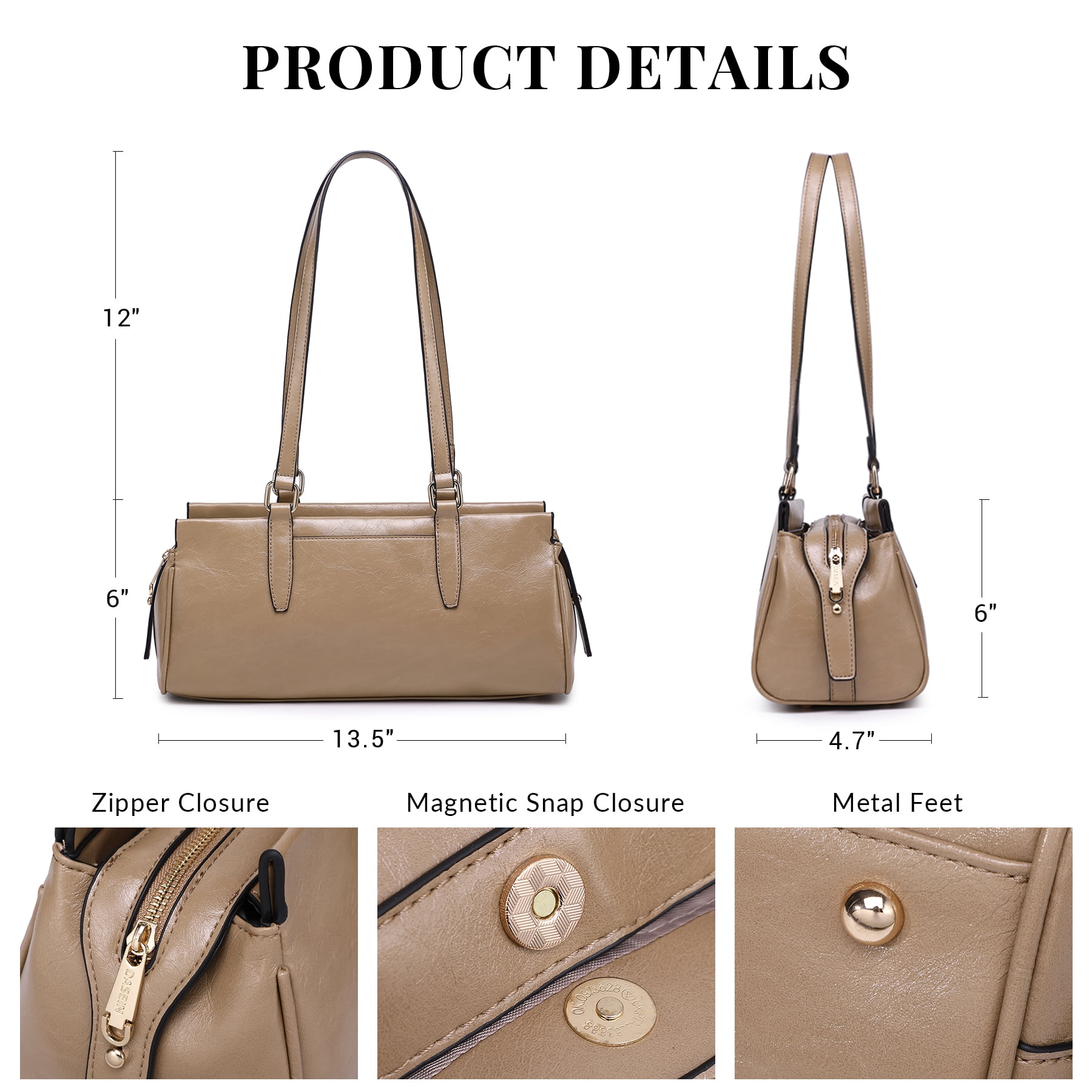 Dasein Hobo Bags for Women Soft Vegan Leather Shoulder Handbags Purses with 3 Compartments, Multi Pockets