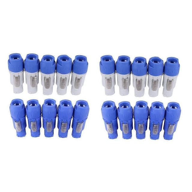20PCS 3 Pin Male Powercon Connector NAC3FCB Speakon Plug 20A 250V AC Power Plug Connector Blue and