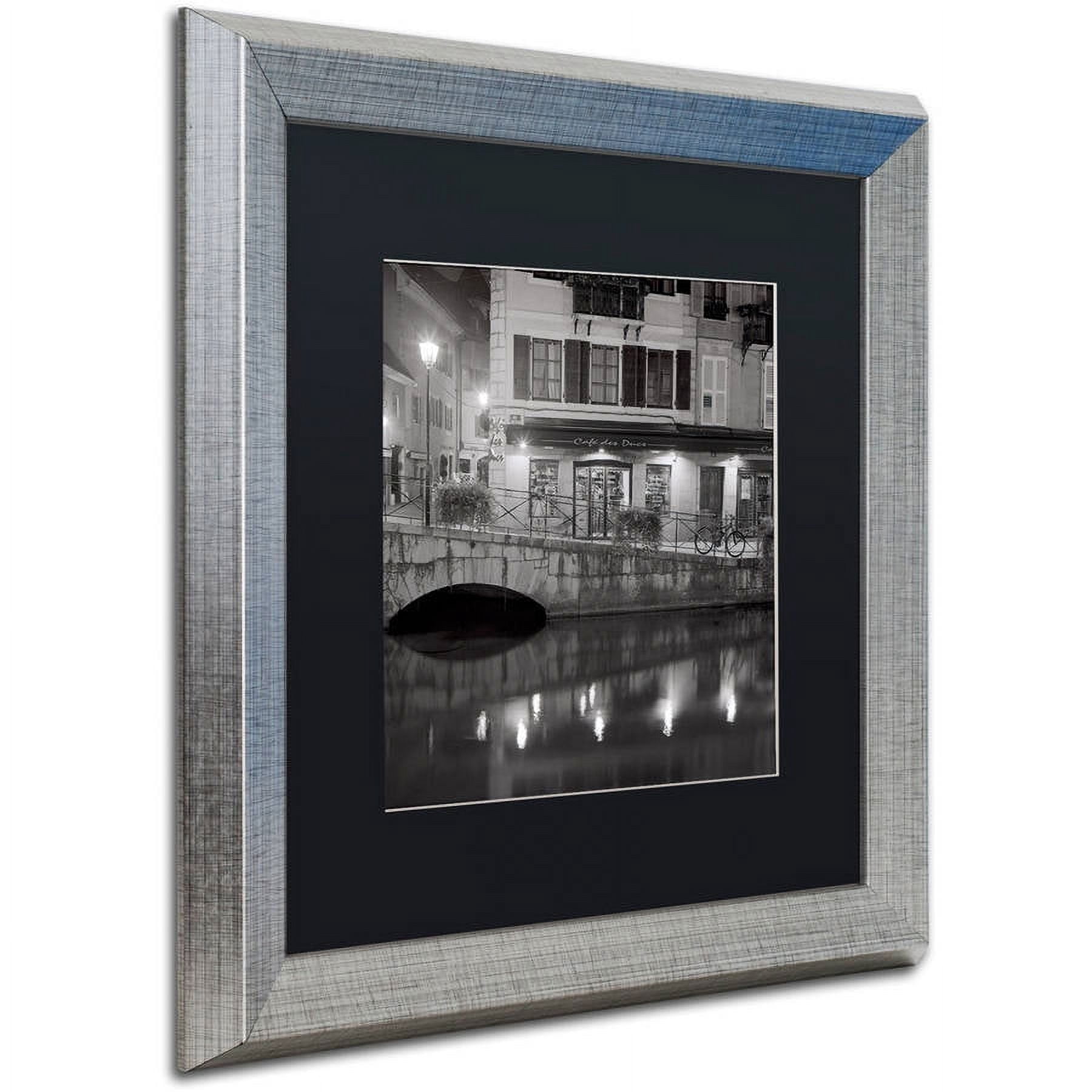 Trademark Fine Art "Cafe des Ducs 1" Canvas Art by Alan Blaustein, Black Matte, Silver Frame