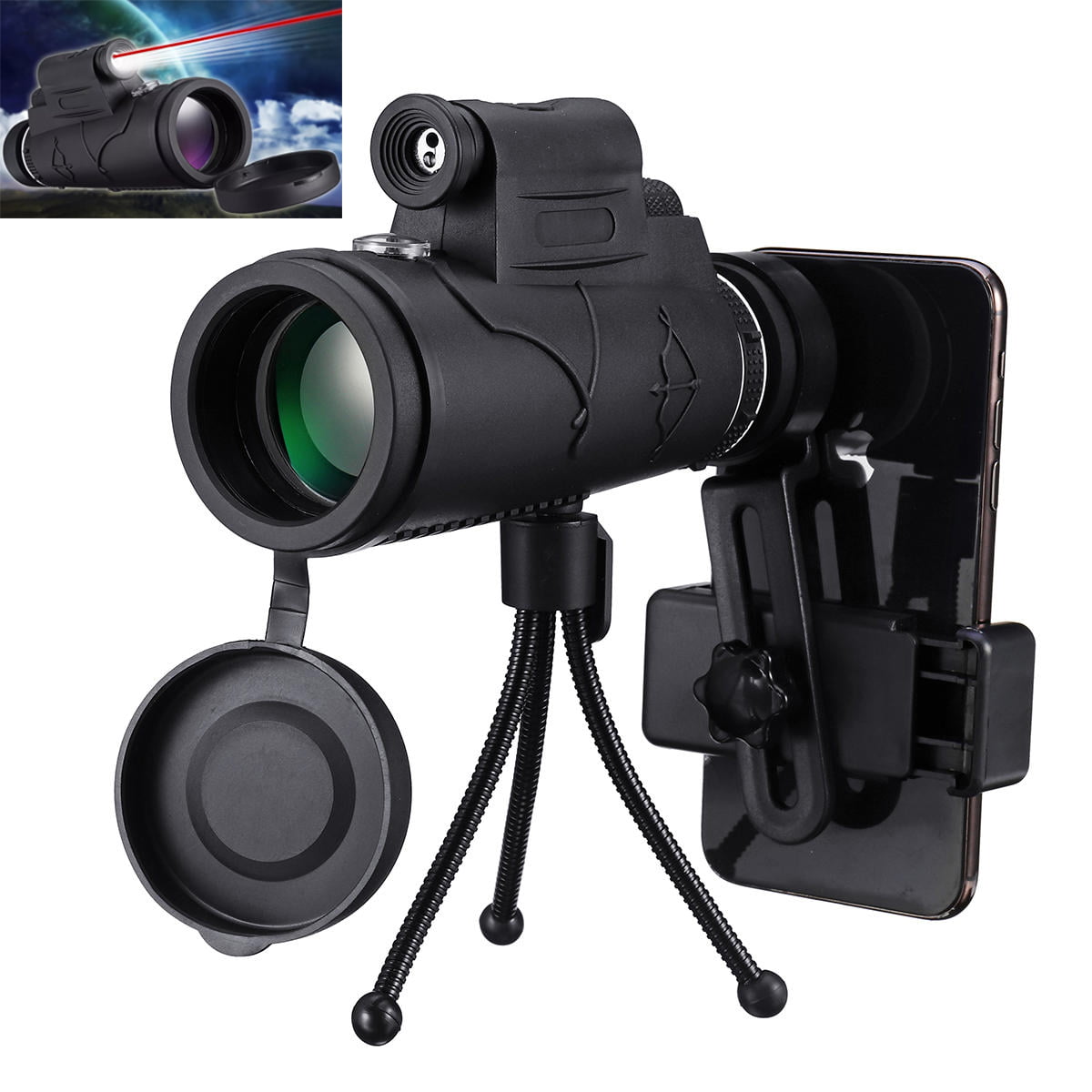 Monocular 16X52//40X60 HD Zoom Telescope Telephoto Camera Lens Phone Holder
