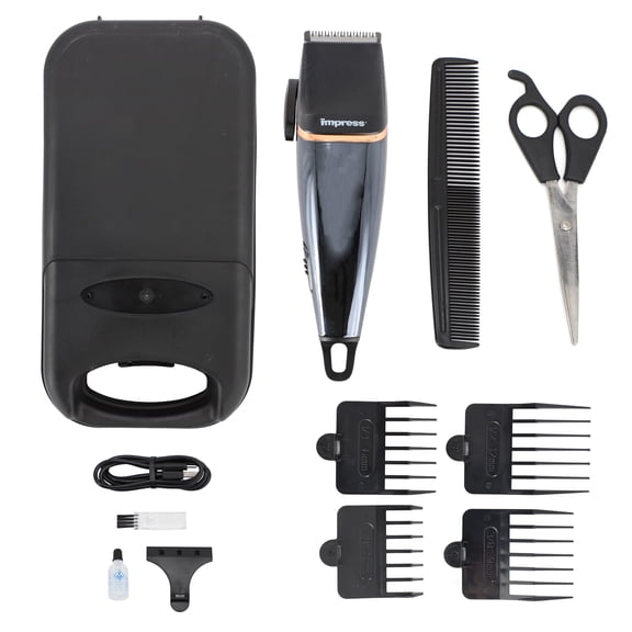Impress 12 Piece Cordless Rechargeable Hair Cutting Kit with Storage Case