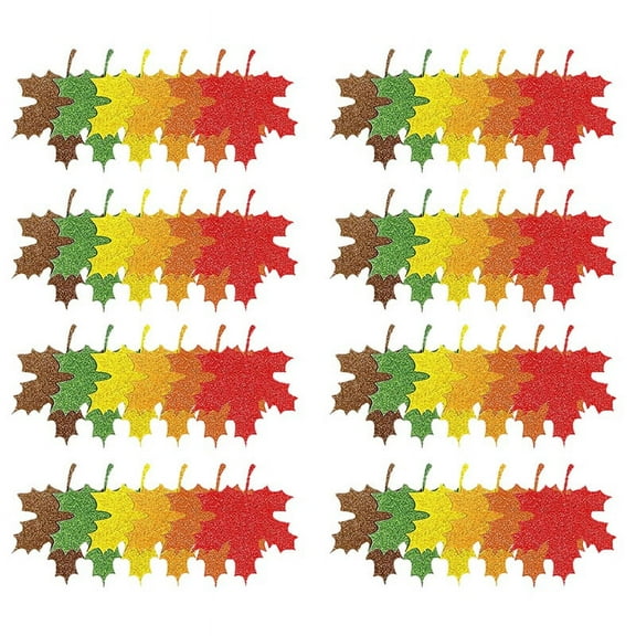 240Pcs Paper Leaves, 6 Color Thanksgiving Glitter Fall Maple Leaves Tags with Hole Hanging Sign Tags for Crafts Decor