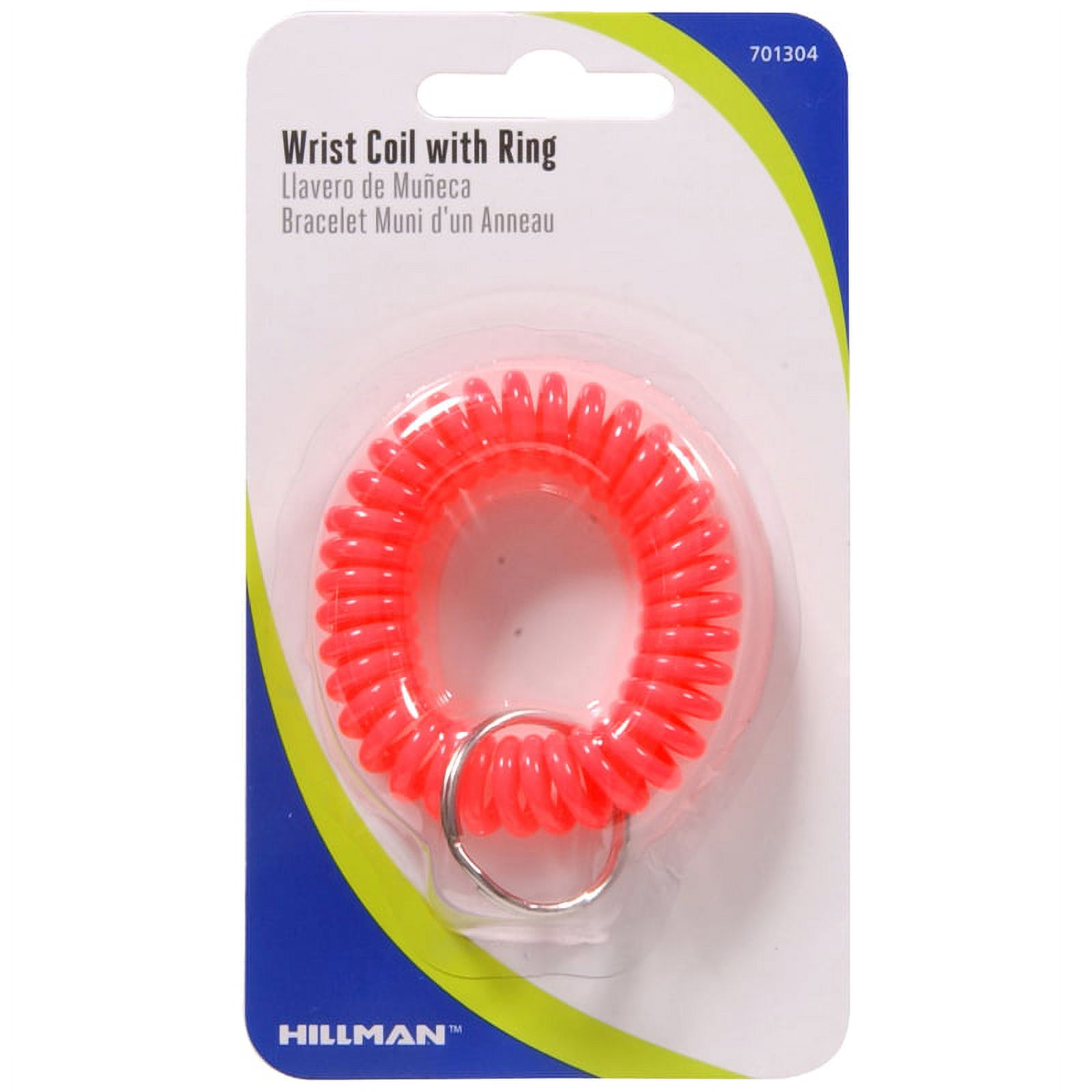 Hillman 5985387 Plastic Multi Color Split Ring Wrist Coil Key Chain - Case of 12