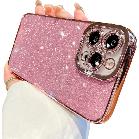 Compatible with iPhone 14 Pro Max Case Glitter Luxury Cute Flexible Bling Cover Camera Protect Shockproof Phone Case for Women Girl Men Design for iPhone 14 Pro Max 6.7'' Pink