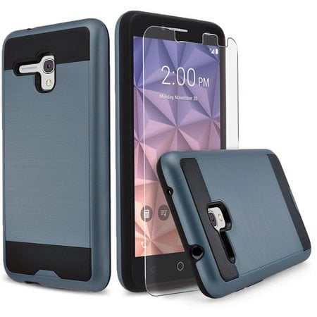 iPhone 6 Plus /6S Plus / iPhone 7 Plus / iPhone 8 Plus Phone Case, [Plus Versizon Only] With[Tempered Glass Screen Protector Included] Hybrid Shockproof Hard Cover Shockproof Circlemalls -Ink Blue
