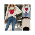 thumbnail image 2 of LMLYSoH Women Knit Sweater Long Sleeve Crew Neck Strawberry Pullover Warm Sweater for Fall Winter, 2 of 9